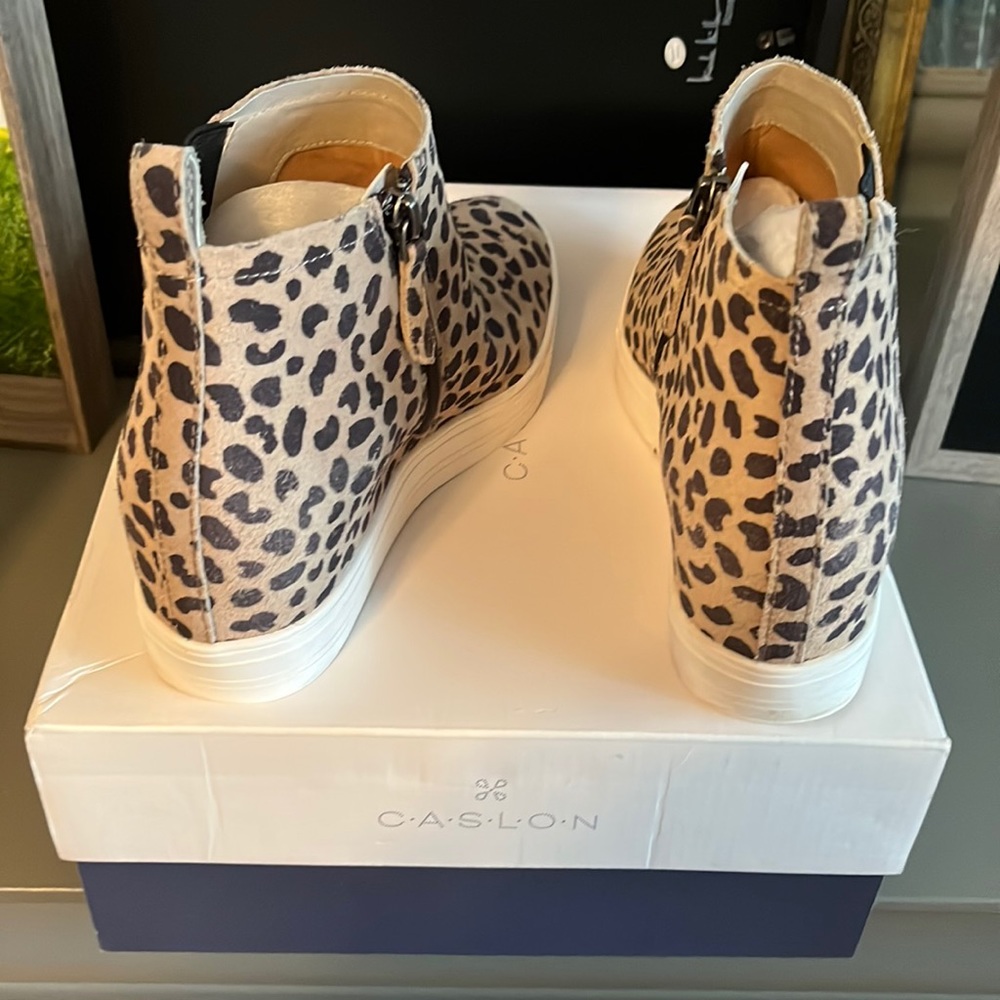 Caslon ankle wedge leopard sneaker bootie